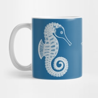 Seahorses in Love - cute animal art - blue Mug